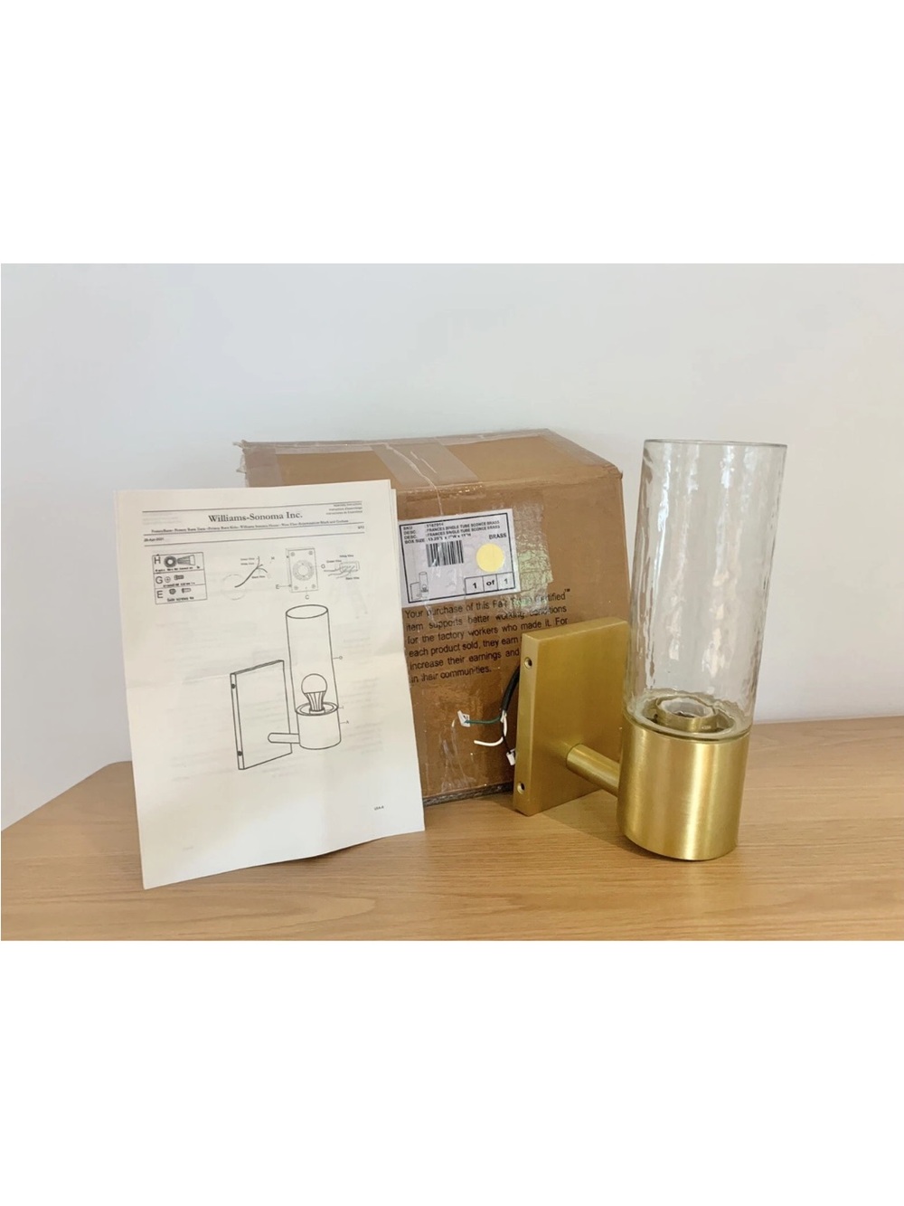 Pottery Barn Frances Tube Sconce, BRASS, Wall Vanity Sconce
